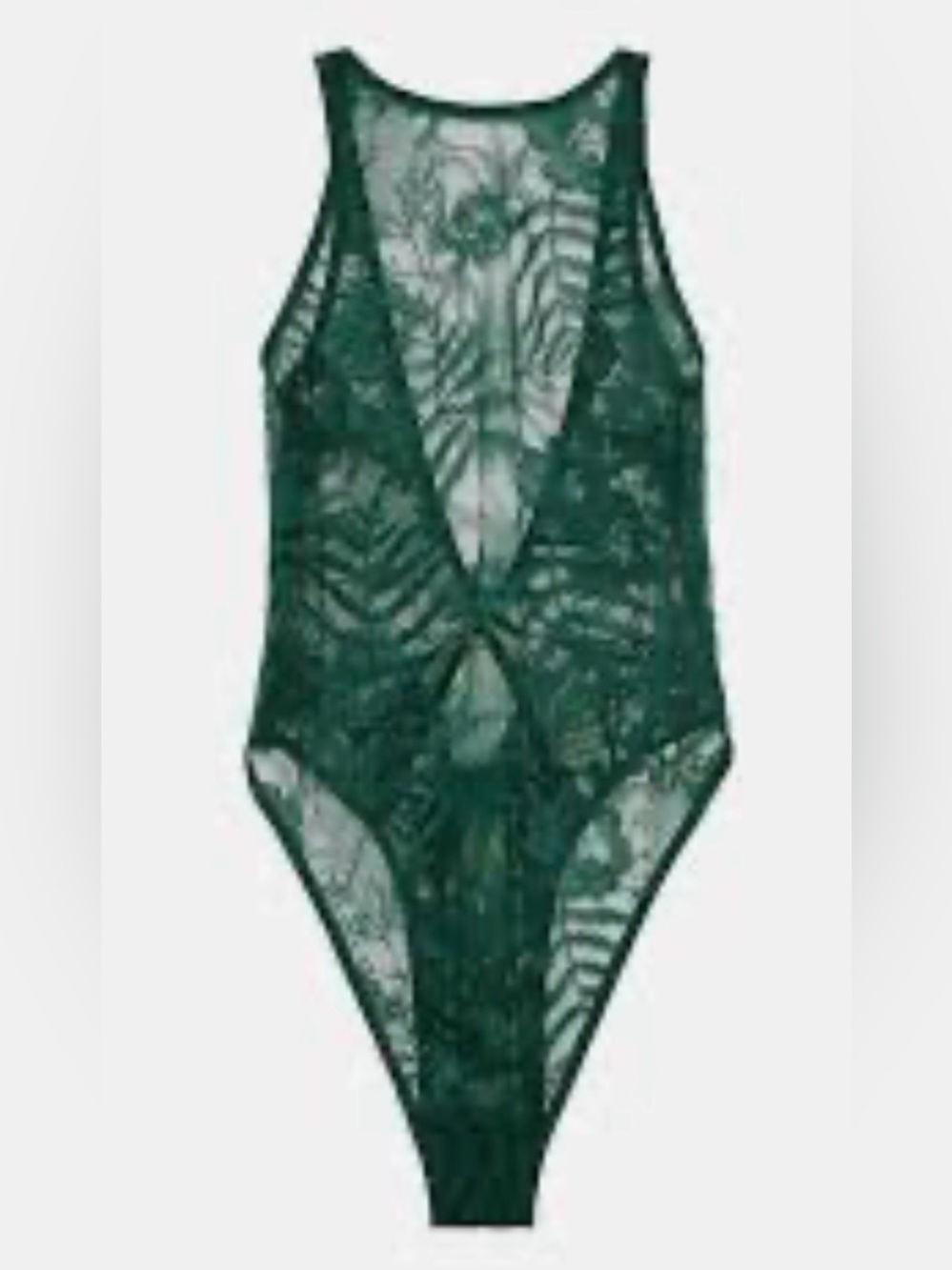 Savage X Fenty Shadowplay Lace Teddy In The Color Botanical Green Womens Size XL